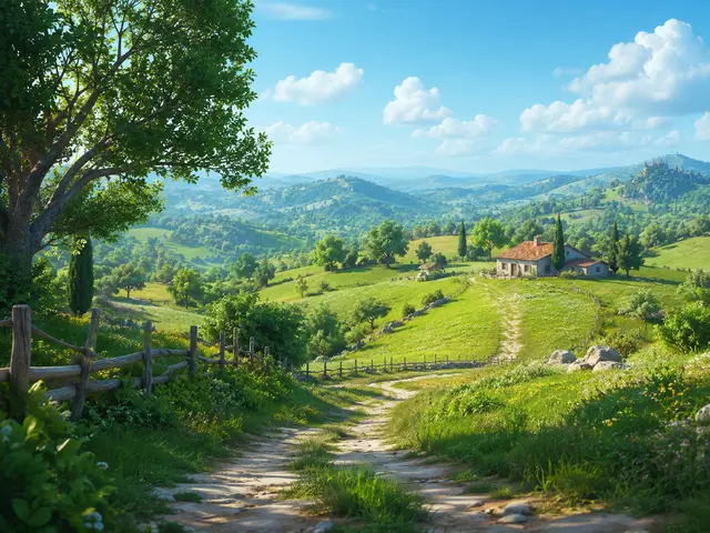 Campagne vallonnée, chemin de terre